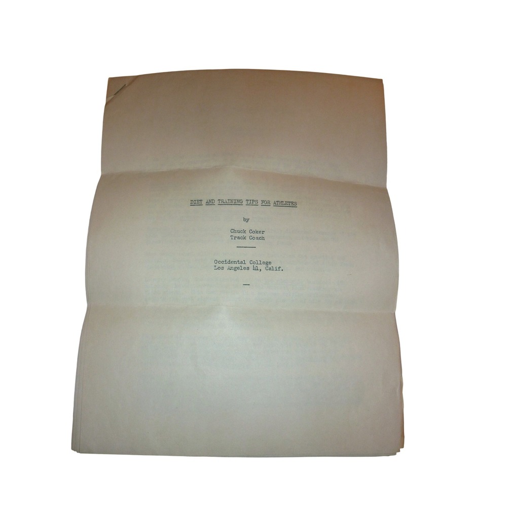 Track Coach Chuck Coker Diet & Training Tips Booklet Occidental College Vtg USA